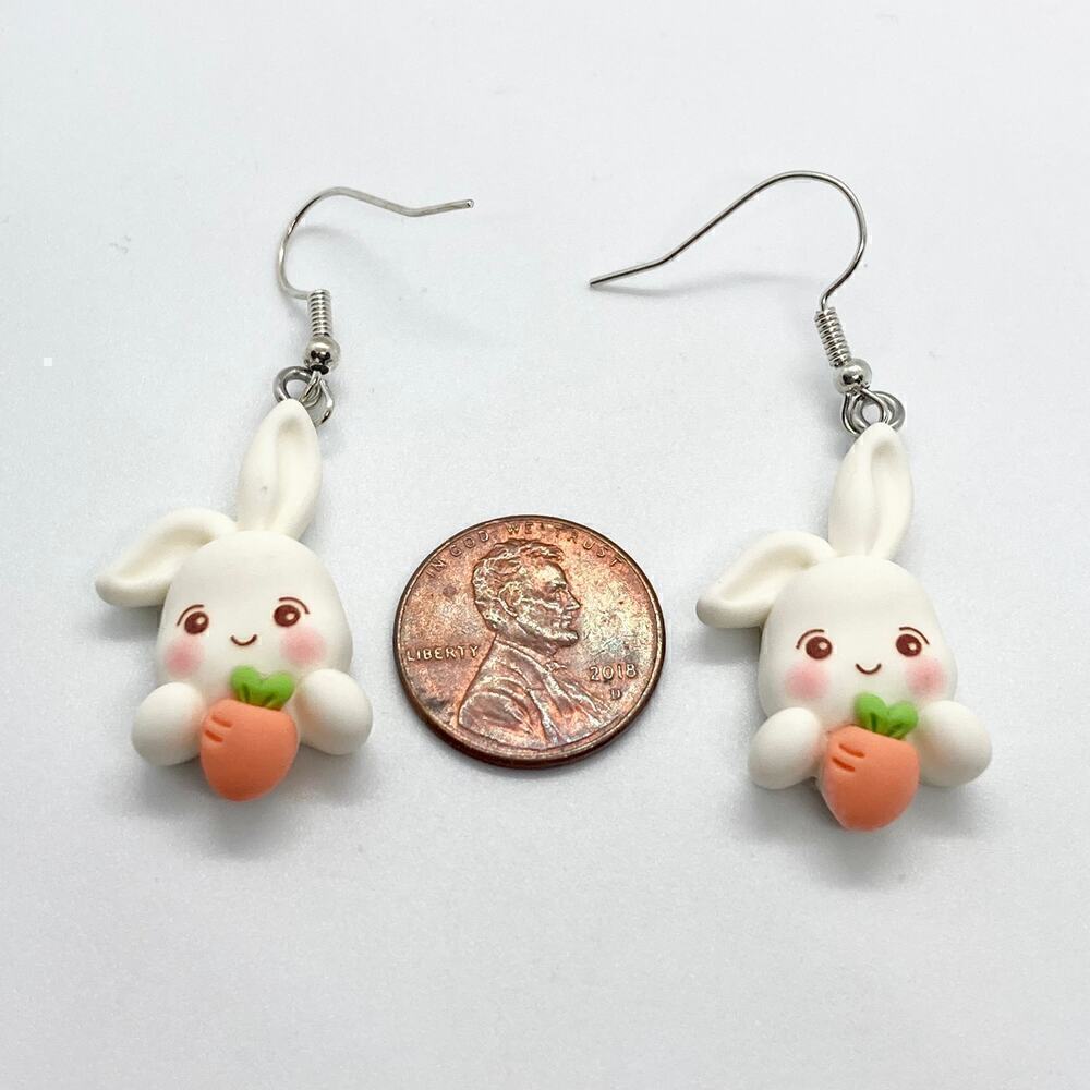 Bunny Rabbit Carrot Dangle Earring Pair - Picture 8 of 10